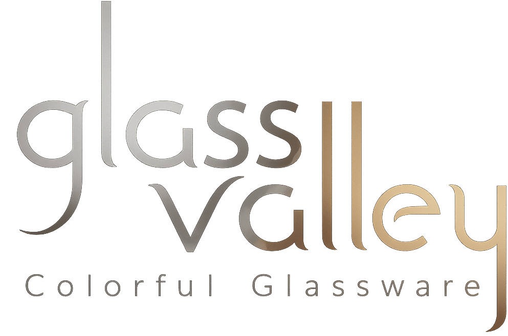 Glass Valley logo - colorful glassware brand specializing in cups, mugs, and elegant glass products